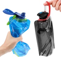 VIEVRE Összehajtható Kulacs Szett (2db) - 700ml Újrahasználható Ivópalack Karabinerrel - Ultrakönnyű Túrázáshoz, Utazáshoz, Kempingezéshez ( 3