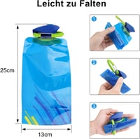 VIEVRE Összehajtható Kulacs Szett (2db) - 700ml Újrahasználható Ivópalack Karabinerrel - Ultrakönnyű Túrázáshoz, Utazáshoz, Kempingezéshez ( 2