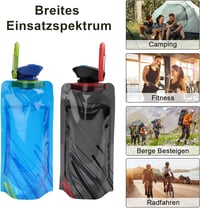 VIEVRE Összehajtható Kulacs Szett (2db) - 700ml Újrahasználható Ivópalack Karabinerrel - Ultrakönnyű Túrázáshoz, Utazáshoz, Kempingezéshez ( 7