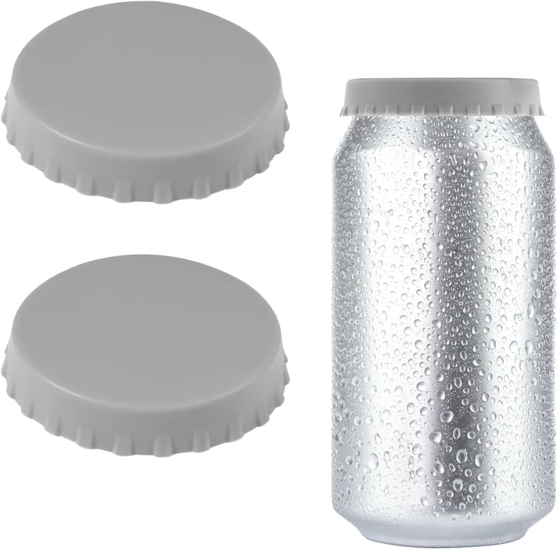 VIEVRE Szilikon Dobozzáró Fedél 2db - Italos Dobozokhoz, Sörös Konzervekhez - Szürke, Kerek, Élelmiszerbarát - Kempinghez, Partikhoz, Utazás