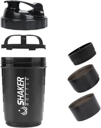 VIGIND Protein Shaker 500ml Fekete - Szivárgásmentes Fehérje Turmix Palack Golyóval és Tárolóval Edzőteremhez 1