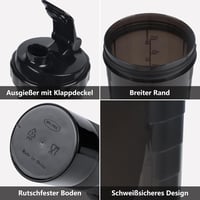 VIGIND Protein Shaker 500ml Fekete - Szivárgásmentes Fehérje Turmix Palack Golyóval és Tárolóval Edzőteremhez 3