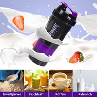 VIGIND Protein Shaker 500ml Lila - Szivárgásmentes Fehérje Turmixpalack Golyóval és Tárolóval Edzőterembe 6