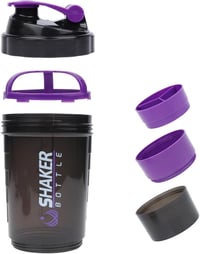 VIGIND Protein Shaker 500ml Lila - Szivárgásmentes Fehérje Turmixpalack Golyóval és Tárolóval Edzőterembe 1