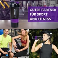 VIGIND Protein Shaker 500ml Lila - Szivárgásmentes Fehérje Turmixpalack Golyóval és Tárolóval Edzőterembe 8