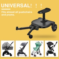 Vihir Univerzális Babakocsi Toldalék Ülőkével, Buggy Board 2-6 Éves Gyermekeknek, 25kg Teherbírású Fellépő, Fekete Babakocsitoldalék PU Forg 5
