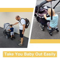 Vihir Univerzális Babakocsi Toldalék Ülőkével, Buggy Board 2-6 Éves Gyermekeknek, 25kg Teherbírású Fellépő, Fekete Babakocsitoldalék PU Forg 2