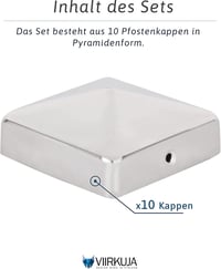 VIIRKUJA Rozsdamentes Kerítésoszlop Sapka 7x7 cm 10 db Piramis Forma 3