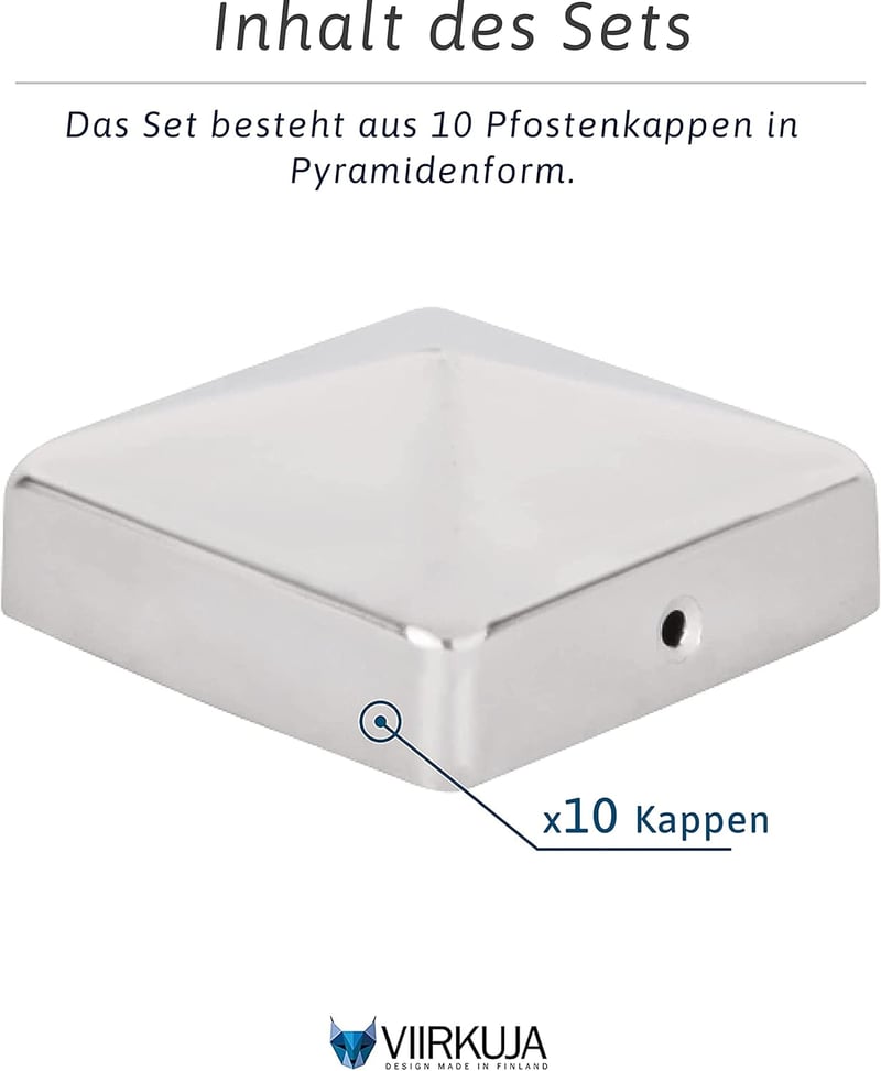 VIIRKUJA Rozsdamentes Kerítésoszlop Sapka 7x7 cm 10 db Piramis Forma