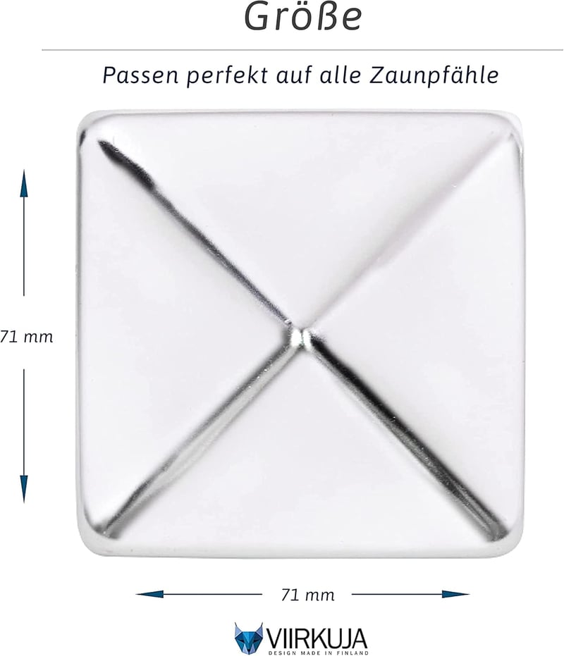 VIIRKUJA Rozsdamentes Kerítésoszlop Sapka 7x7 cm 10 db Piramis Forma