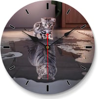 VIKMARI 8 Inch Csendes Falikóra Macska és Tigris Mintával Konyha Nappali Irodához - 8 Inch, Cat and Tiger 1