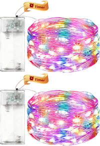 VIKY 2 db LED tündérfény 2m 20 LED időzítővel, elemmel működő dekorációs lámpa 1