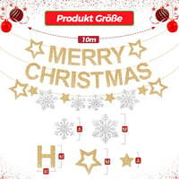 VIKY Karácsonyi Girland Arany Csillag Hópehely Banner Dekoráció 2