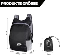 Rucsac pliabil, ultraușor și impermeabil VIKY, 20 l, geantă compactă pentru călătorii și camping, pentru femei, bărbați și copii 2