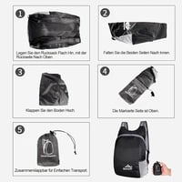 Rucsac pliabil, ultraușor și impermeabil VIKY, 20 l, geantă compactă pentru călătorii și camping, pentru femei, bărbați și copii 7
