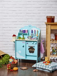 Bucătărie de jucărie pentru copii Vilac 8107 Cucina tra Le Nuvole - Design cu nori albaștri, cu accesorii multicolore 5
