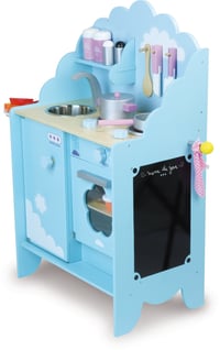 Bucătărie de jucărie pentru copii Vilac 8107 Cucina tra Le Nuvole - Design cu nori albaștri, cu accesorii multicolore 2