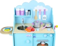 Bucătărie de jucărie pentru copii Vilac 8107 Cucina tra Le Nuvole - Design cu nori albaștri, cu accesorii multicolore 3