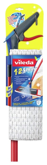 Vileda 1-2 Spray felmosó beépített tartállyal a nyélben – gyors padlótisztítás permetezéssel, piros 4