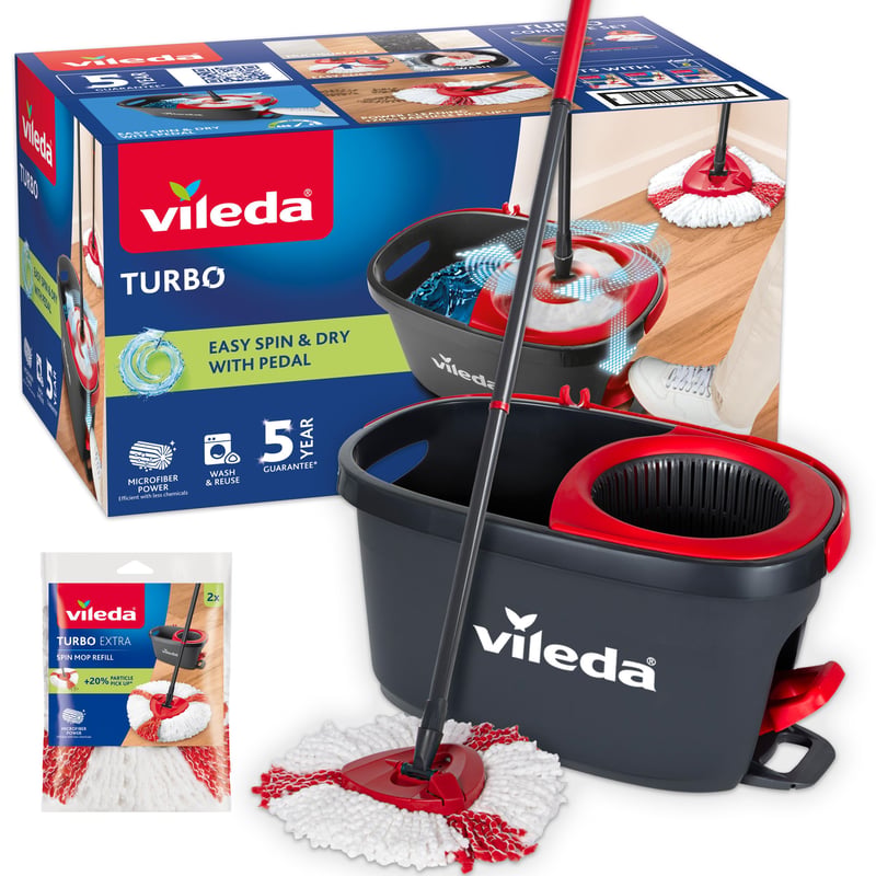 Súprava na upratovanie Vileda Easy Wring Clean Turbo s vedrom a 2 náhradnými hlavicami