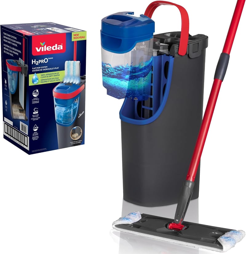 Vileda H2Pro padlótisztító mop szett vödörrel, higiénikus mikroszálas rendszer