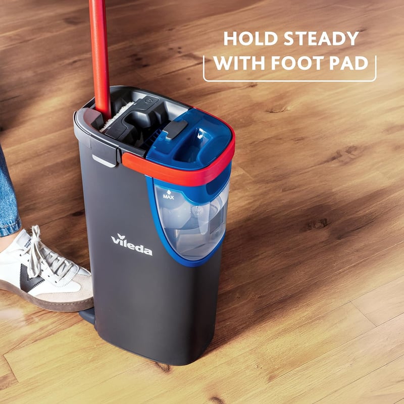 Vileda H2Pro padlótisztító mop szett vödörrel, higiénikus mikroszálas rendszer
