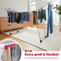 Rozkladací sušiak na bielizeň Vileda Infinity Flex, dĺžka 2 m, 30 m XXL šnúr na bielizeň, skladací sušiak s vysokými krídlami na vnútorné aj vonkajšie použitie 3