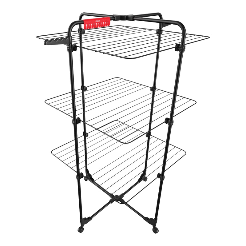 Vileda Mixer 3 Ultimate Tower sušilo za rublje Black Edition – 30 m površine za sušenje, sklopivo, okretni kotačići, držač za čarape, štedi prostor