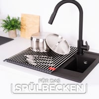 Vileda Sklopiva rešetka za sušenje posuđa 45x40 cm, nehrđajući čelik i TPE - 24 prečke, stane u sudoper, smotljiva 5