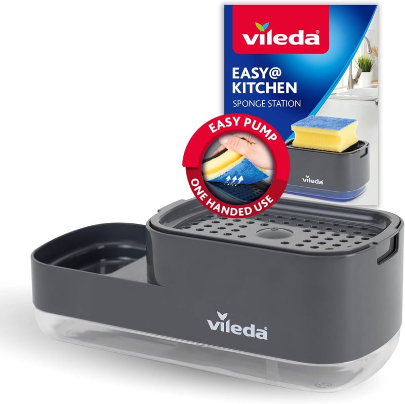 Vileda Pump Mosogatószer Adagoló Szivaccstartóval - 2in1 Konyhai Megoldás