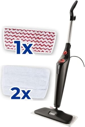 Vileda Steam Plus XXL parni čistač, PowerPad i 2 navlake od mikrovlakana, spremnik od 0,4 litre, crna boja, uklanja 99,9% bakterija