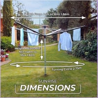 Uscător de rufe exterior Vileda Sun-Rise Premium, lungime de uscare 50 m, aluminiu rezistent la intemperii, înălțime reglabilă 1,67-1,82 m, sistem de fixare patentat 7