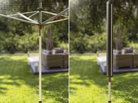 Uscător de rufe exterior Vileda Sun-Rise Premium, lungime de uscare 50 m, aluminiu rezistent la intemperii, înălțime reglabilă 1,67-1,82 m, sistem de fixare patentat 8