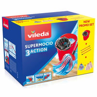 Vileda Super Mocio 3Action XL felmosó szett mikroszálas fejjel és nyéllel, 2 ovális fejmosóval, Triple Action technológia 1