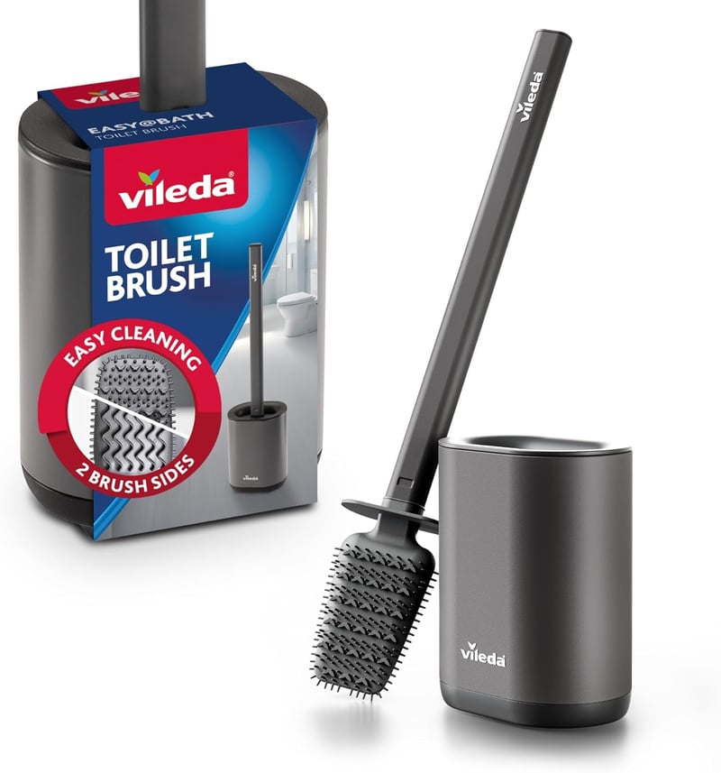 Vileda szilikon WC kefe flex fejjel és rozsdamentes acél nyéllel - Toilet Brush Grey