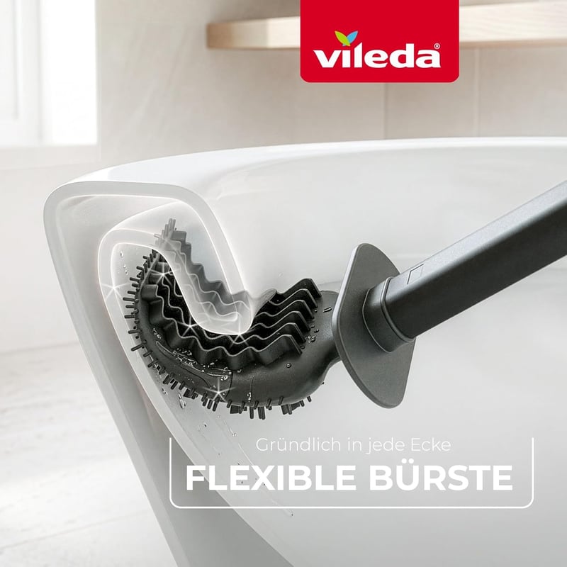 Vileda szilikon WC kefe flex fejjel és rozsdamentes acél nyéllel - Toilet Brush Grey
