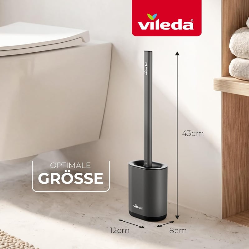 Vileda szilikon WC kefe flex fejjel és rozsdamentes acél nyéllel - Toilet Brush Grey