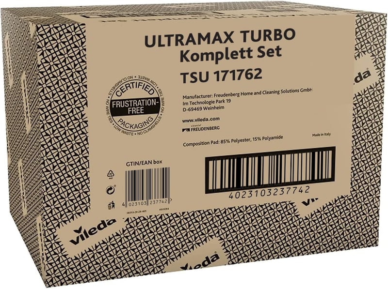 Vileda ULTRAMAX Turbo padlótisztító szett teleskópos nyéllel és centrifuga vödörrel - Eco packaging