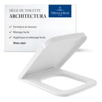 WC sedadlo Villeroy & Boch Architectura, duroplast, hranaté, softclose, odnímateľné – lesklá alpská biela 1