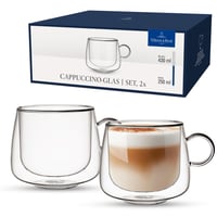Set 2 pahare pentru cappuccino Villeroy & Boch Artesano Hot & Cold Beverages cu toartă, transparent, rezistent la mașina de spălat vase și microunde, sticlă borosilicată 1