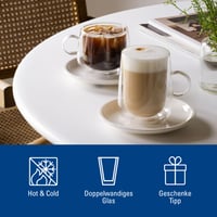 Set 2 pahare pentru cappuccino Villeroy & Boch Artesano Hot & Cold Beverages cu toartă, transparent, rezistent la mașina de spălat vase și microunde, sticlă borosilicată 5