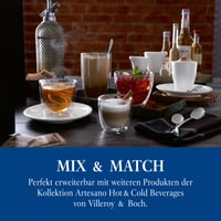 Set 2 pahare pentru cappuccino Villeroy & Boch Artesano Hot & Cold Beverages cu toartă, transparent, rezistent la mașina de spălat vase și microunde, sticlă borosilicată 7