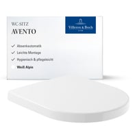 Capac WC Villeroy & Boch Avento cu funcție Soft-Close, formă D, duroplast incasabil, alb alpin, finisaj lucios, înlocuibil 1
