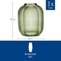 Villeroy & Boch Fleur Vert sklenená stolová váza 19 cm zelená, ručne fúkaná a ručne vyrobená, vhodná do umývačky riadu, kvetinový dizajn, dekoratívna 3