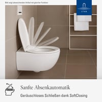 Capac WC Villeroy & Boch O.novo cu închidere lentă, oval, alb alpin, suprafață lucioasă, duroplast incasabil, detașabil 2