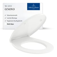Capac WC Villeroy & Boch O.novo cu închidere lentă, oval, alb alpin, suprafață lucioasă, duroplast incasabil, detașabil 1