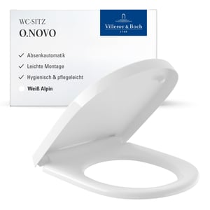 Villeroy & Boch O.novo WC daska s mekim zatvaranjem, D-oblik, Duroplast otporan na lomove, odvojiva, alpska bijela sjajna, 44,5x36,8 cm