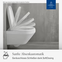 WC sedadlo Villeroy & Boch O.novo s mechanizmom pozvoľného sklápania, D-tvar, nerozbitný Duroplast, odnímateľné, alpská biela lesklá, 44,5x36,8 cm 2