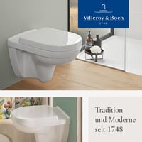 WC sedadlo Villeroy & Boch O.novo s mechanizmom pozvoľného sklápania, D-tvar, nerozbitný Duroplast, odnímateľné, alpská biela lesklá, 44,5x36,8 cm 7