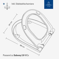 Villeroy & Boch Subway 2.0 Compact WC daska, sjajno bijela, duroplast, sa sporospuštajućim mehanizmom, odvojiva, otporna na lomljenje, D-oblik, originalna zamjenska daska 8